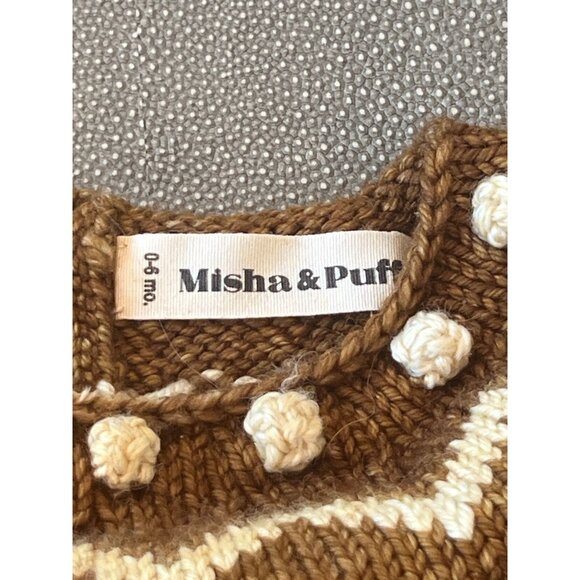 Misha & Puff Holiday Zig Zag Romper Nutmeg 0/6 EUC - Picture 4 of 6